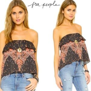 NWT! Intimately Free People Boho Ruffle Strapless Bandana Print Tube Top /Size S